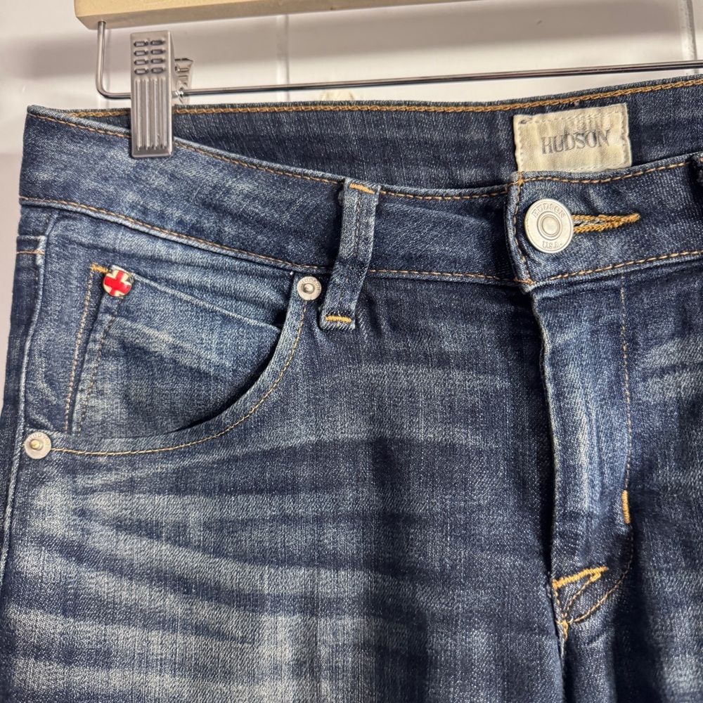 Hudson Women’s Bacara Crop Straight Cuffed Jeans Classic Blue Denim - Size 27 - Picture 11 of 11